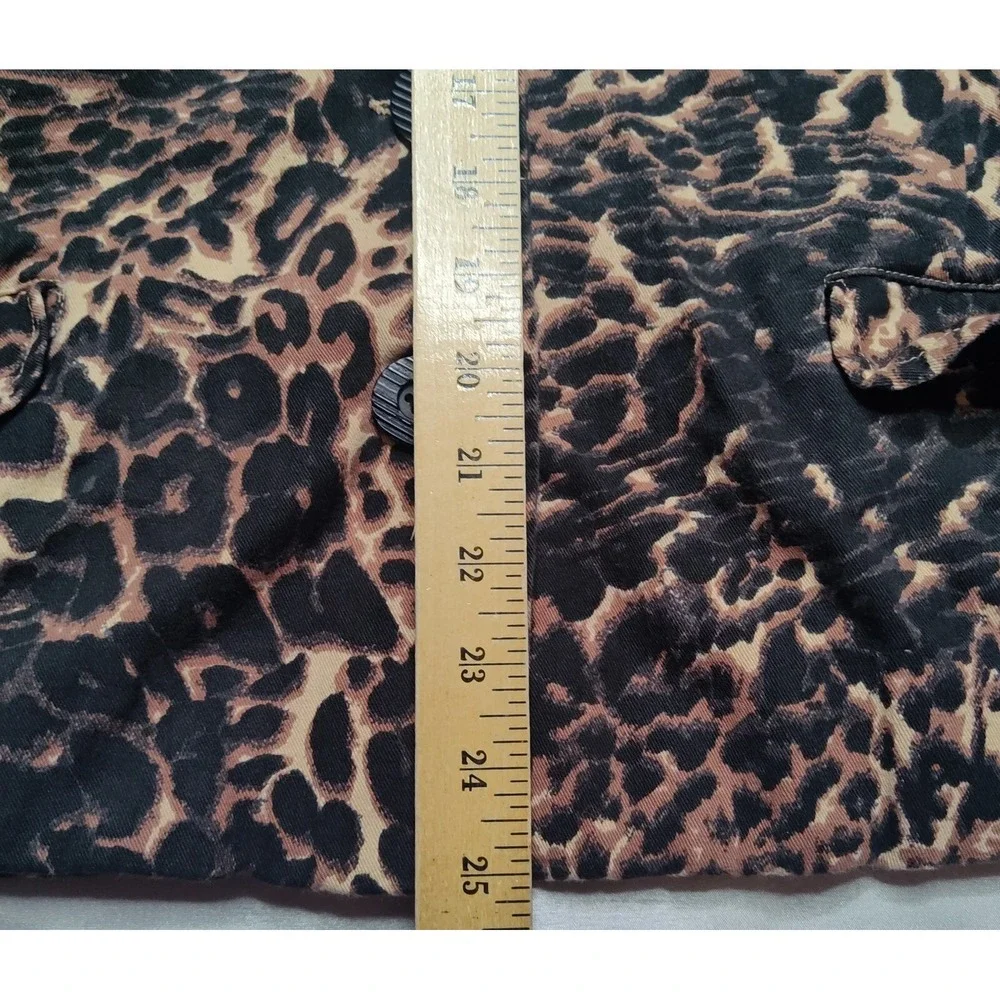 ROAMANS Women Large Leopard‎ Print Cotton Long Sleeve Button Up Jacket